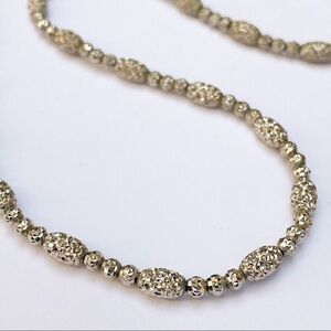 Sterling 925 Diamond Cut 4mm Bead Necklace 16” to 17.5 adjustable.